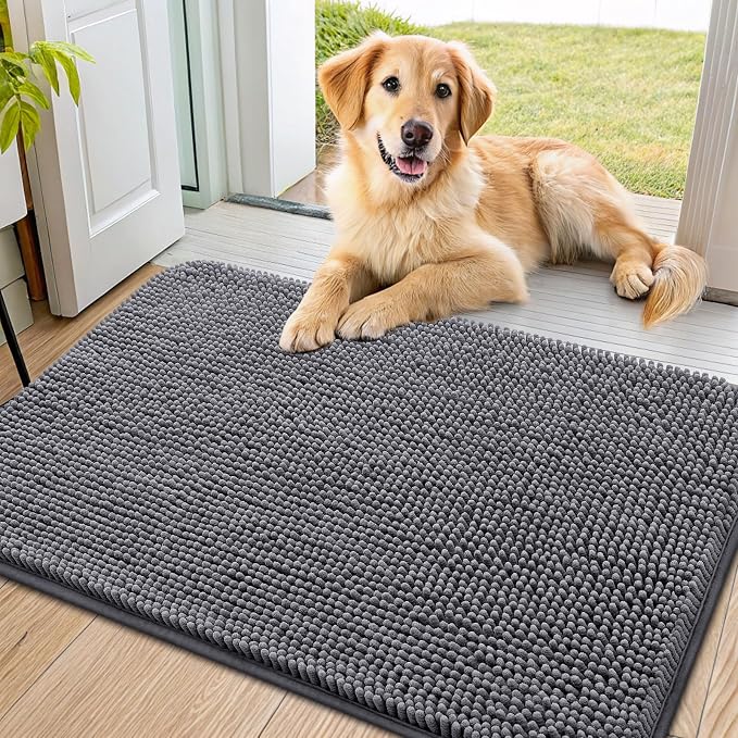 Smiry Dog Door Mat for Muddy Paws 36x24, Absorbent Dirt Trapper, Non-Slip by Smiry