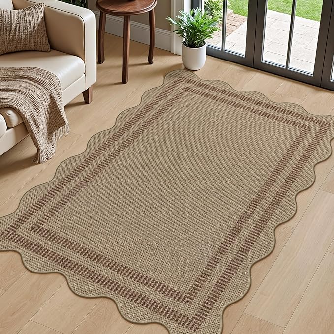 Modern Easy Jute Outdoor Patio Rug, 3x5 Washable Rugs by LORWER