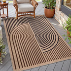 Tangsoo Easy Jute 3x5 Rug for Living Room, Non-Slip Thin Dark Brown Rainbow by Tangsoo