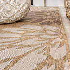 JONATHAN Y Floral Textured Weave Indoor Outdoor Runner Rug 2X8 Brown/Cream - Image 4