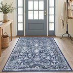KILOCOCO Area Rug 4x6 Entryway Rug Washable Printed Vintage Floral Rubber by Kilococo