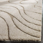 SAFAVIEH Florida Shag Collection 9' Round Cream/Beige SG471 Abstract Wave - Image 4