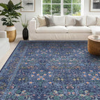 Hazo Haus Boho 8x12 Washable Dark Blue Rug by HazoHaus