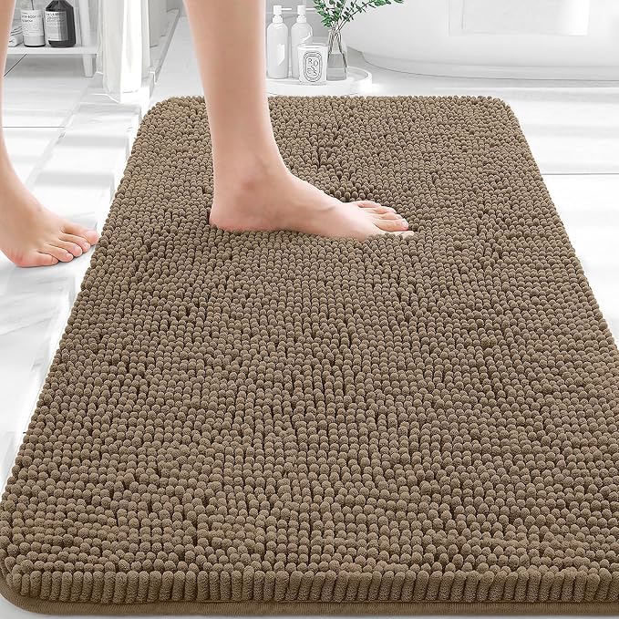 OLANLY Bathroom Rugs 36x24, Extra Soft Absorbent Chenille Bath Rugs, Rubber by OLANLY
