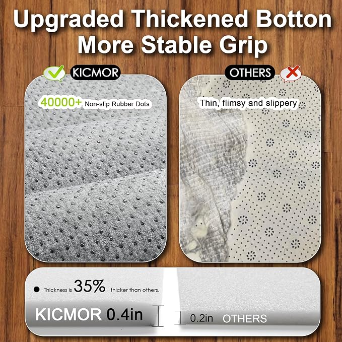 KICMOR Rugs for Living Room, 5x8 Fluffy Soft Beige and Cream White Checkered - Image 4