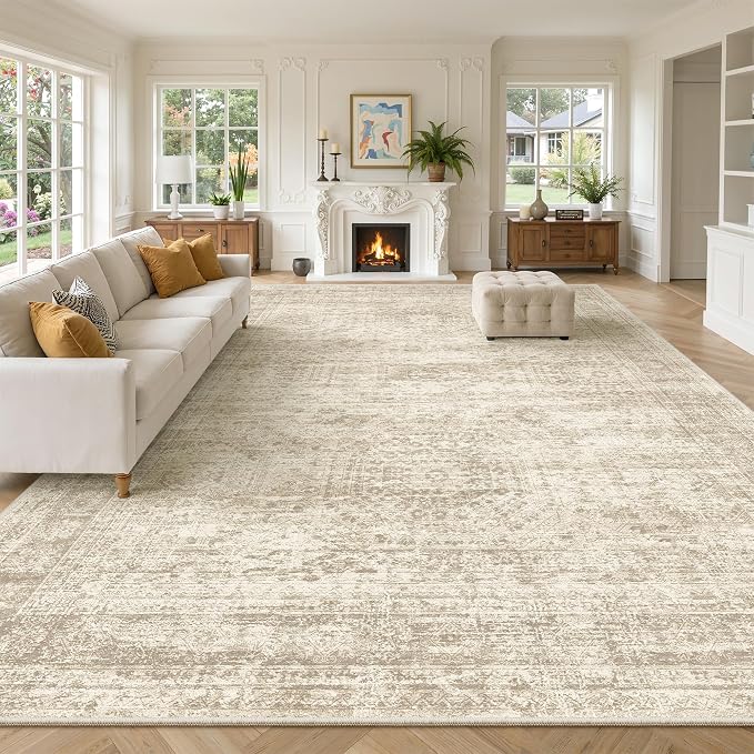 Soalmost 10x14 Area Rugs for Living Room, Non Slip Machine Washable Vintage Rugs - Image 2