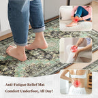 Boho Kitchen Mats for Floor 2 Piece Set Anti Fatigue Cushioned PVC Kitchen Rugs - Image 3