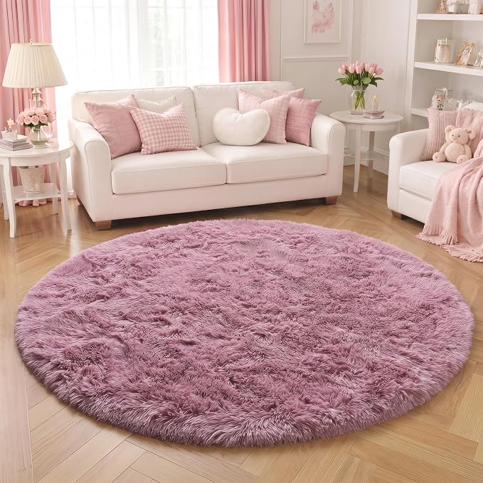 Amdrebio Blush Pink Round Circle Rug 4Ft - Image 5