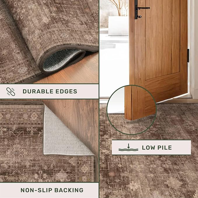 Hazo Haus Neutral Boho Washable 3x16 Extra Long Hallway Runner Rug, Non-Slip - Image 4