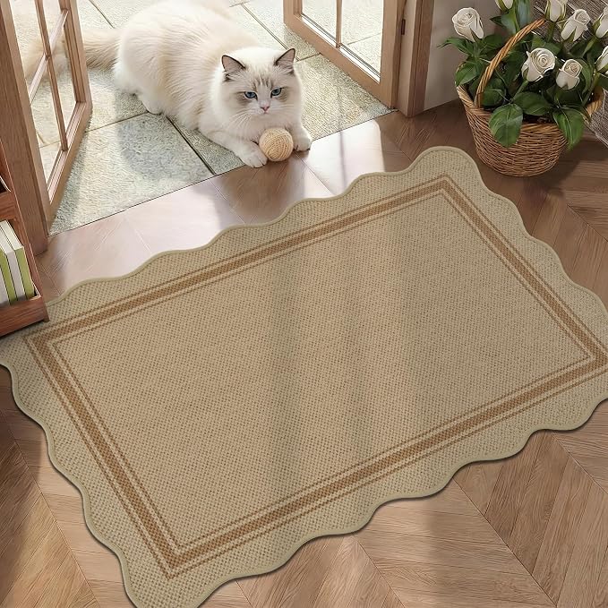 Easy Jute Kitchen Rug 2x3 Front Door Mat Washable Non Slip Entryway Rug - Image 2