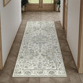 2x5 Washable Neutral Runner Rug Green Vintage Hallway Kitchen Carpet Non-Slip by WondRg