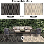 Smiry Outdoor Rug 8x10 ft, Waterproof Reversible Plastic Straw Rugs, Boho - Image 3