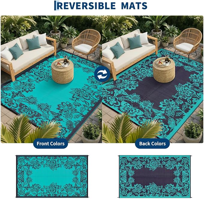 Garvee Outdoor Rugs 9' x 12’ Waterproof Reversible Mats, Large Area Plastic - Image 3