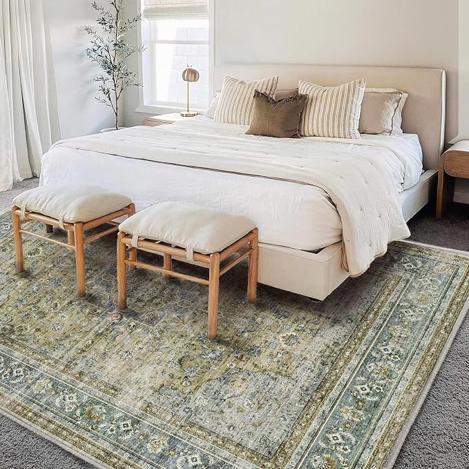 CHAMPLANT Washable Area Rug 8'x10' Boho Design Non-Shedding Non-Slip Easy Care - Image 2