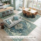 RELEANY Area Rugs 8'x10' Washable Non-Slip, Floral Vintage Distress Medallion - Image 3