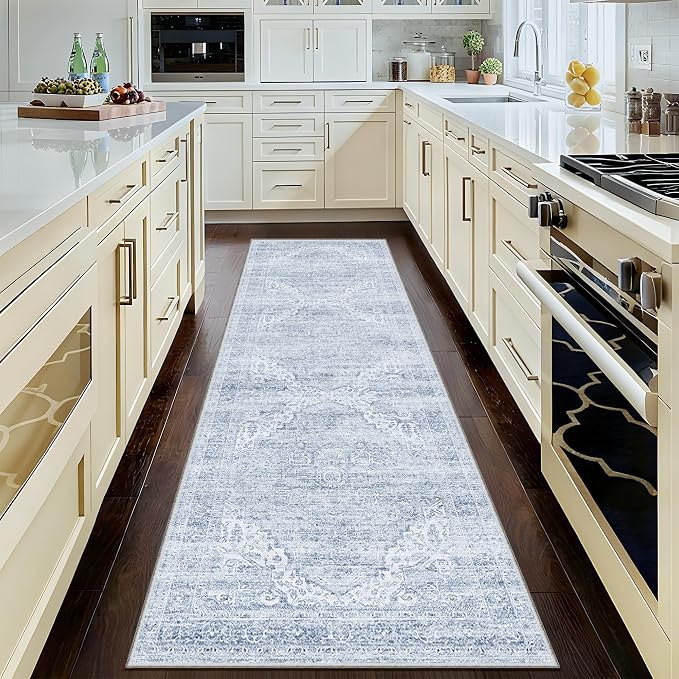 Kitchen Runners Rug 2.5x8 with Non-Slip Backing, Vintage Washable Runner Rugs - Image 6