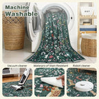 Runner Rug Washable Runners Kitchen Rugs Non Slip Neutral Floral Carpet Low Pile - Image 4
