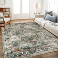 CHAMPLANT Green Area Rug 10'x14' Washable Vintage Traditional Mat Distressed by CHAMPLANT