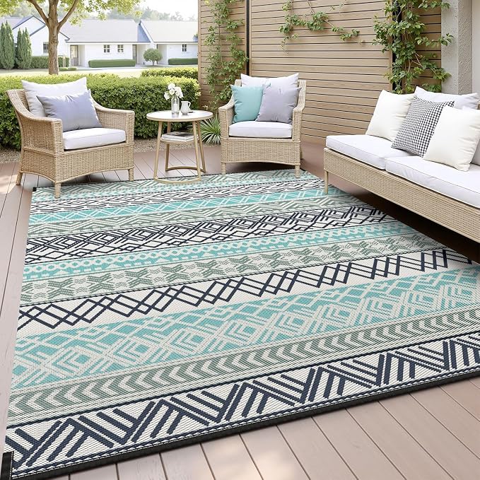 MontVoo Outdoor Rug Carpet Waterproof-Patio Rug Mat 9x12 Reversible RV Outdoor by MontVoo