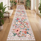 DUKINO 2.6x12 Kitchen Runner Rug, Lightweight Floral Washable Rug by DUKINO