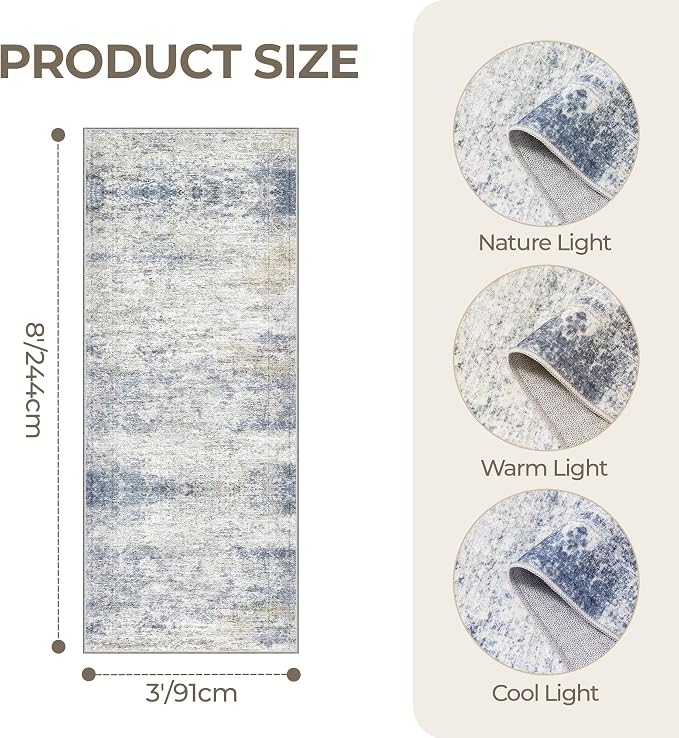 3x8 Runner Rug Non Slip Washable - Image 2