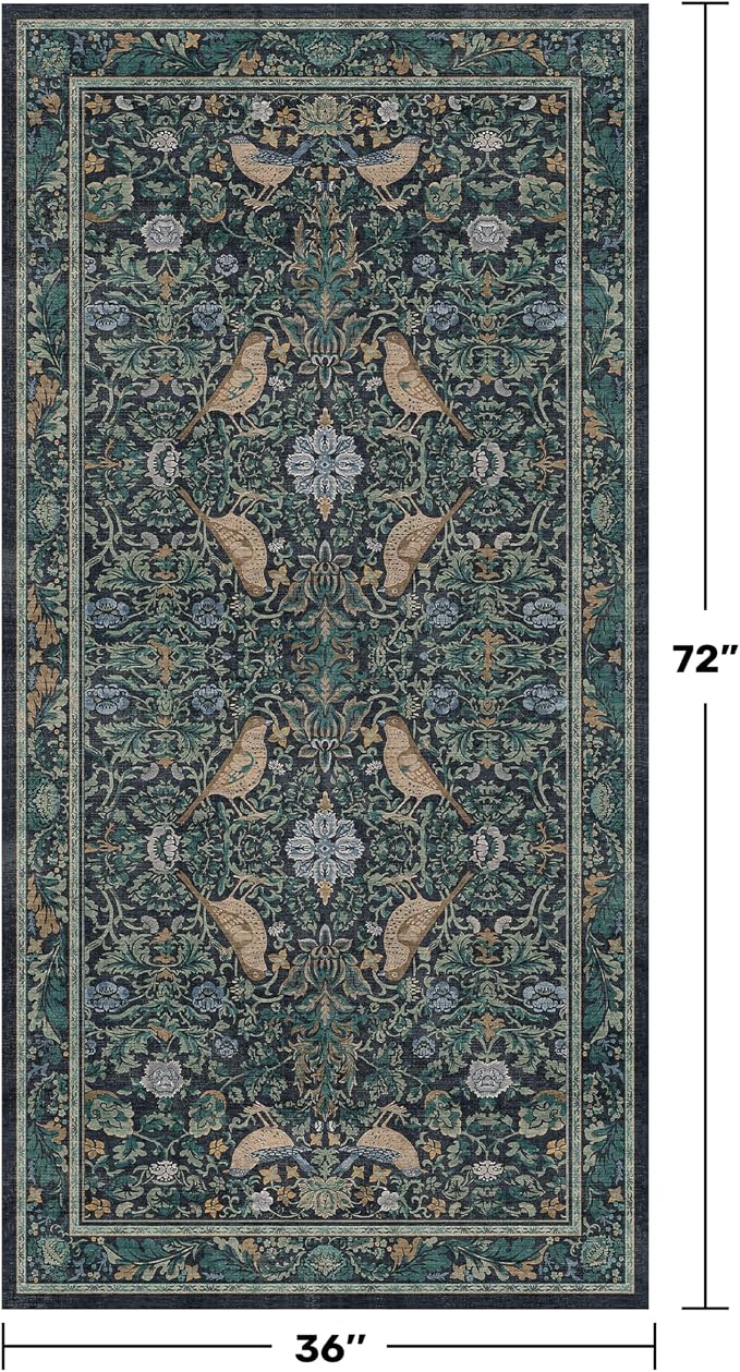 Blue 3x6 Washable Rug for Large Entryway - Image 2