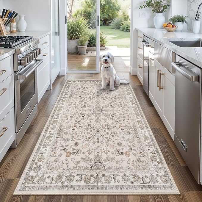 Washable 4x6 Kitchen Rug Non-Slip – Soft Stain-Resistant Low-Pile Indoor Floor by BYYVOORugsforYourHome