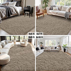 4x6 Area Rug for Living Room:Ultra Soft Fluffy Shag Grey Camel Rugs, Large - Image 8