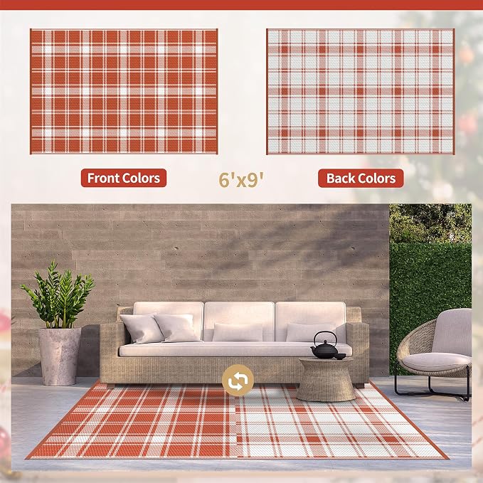 GENIMO Waterproof Outdoor Rug for Patio Clearance, Lightweight RV Camping Mat - Image 2