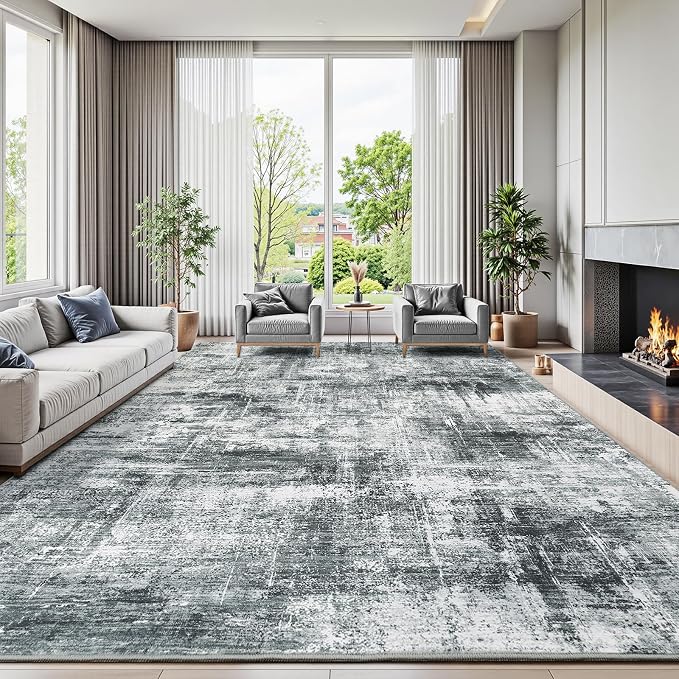 Lofus 9x12 Area Rug for Living Room, Neutral Modern Washable Carpet for Bedroom by Lofus