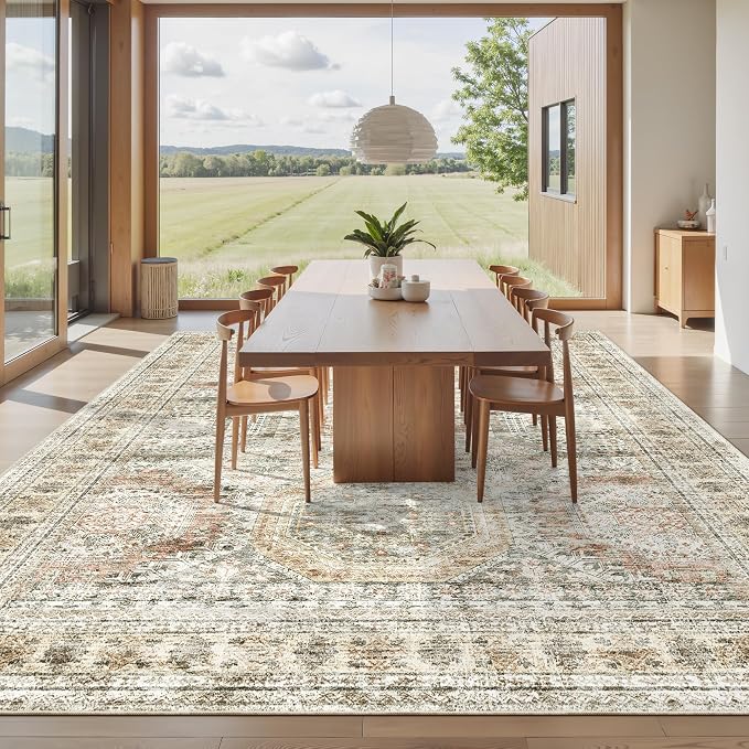 Soalmost 10x14 Area Rugs for Living Room, Non Slip Machine Washable Vintage Rugs - Image 9