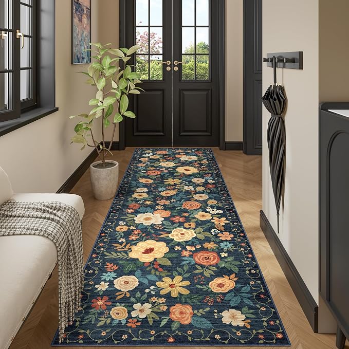 DUKINO 3x10 Runner Rug for Hallway, Washable Kitchen Floral Runner Rug - Image 4