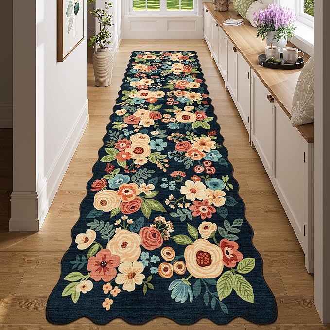 DUKINO 2x8 Washable Runner Rug, Lightweight Soft Floral Hallway Rug Runner - Image 3