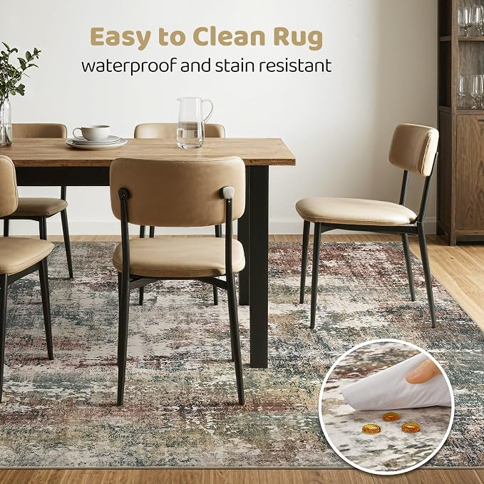 6x9 Area Rug Washable Rugs: Living Room Large Abstract Modern Soft Stain - Image 6