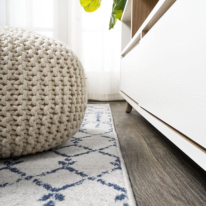 JONATHAN Y Boho Vintage Diamond Cream/Navy Indoor Area Rug 4X6 ft, Moroccan Hype - Image 6