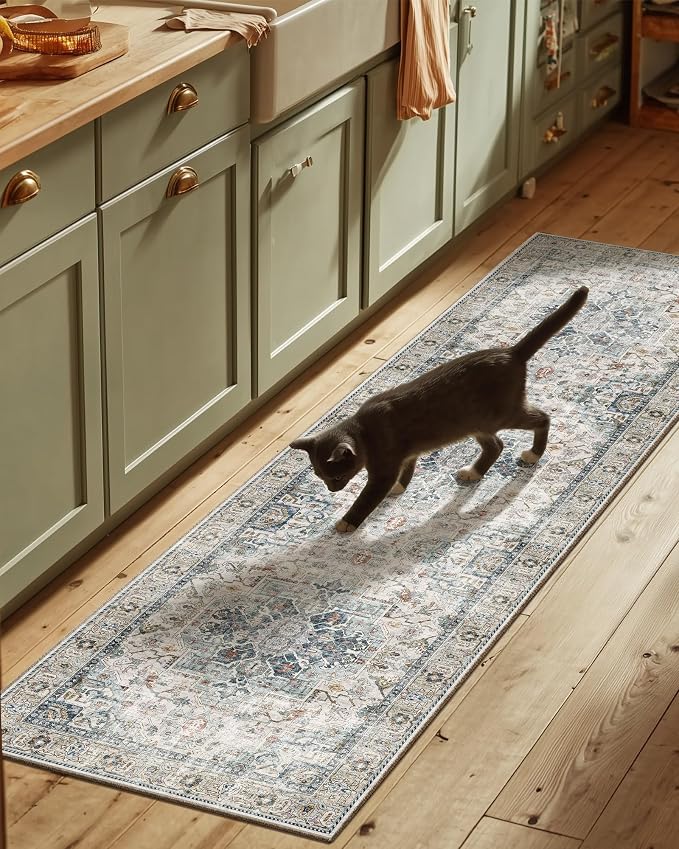 Machine Washable Kitchen Runner Rugs: 2'6"x8' Hallway Runner Rug Non Slip Low by palohom