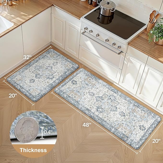 GENIMO Kitchen Mats for Floor 2PCs, Washable Anti Fatigue Mat for Cushioned - Image 2
