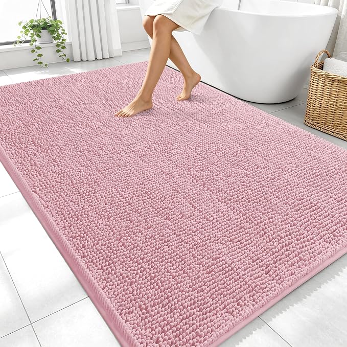 OLANLY Large Bathroom Rugs 70x46, Extra Soft Absorbent Chenille Bath Rugs by OLANLY