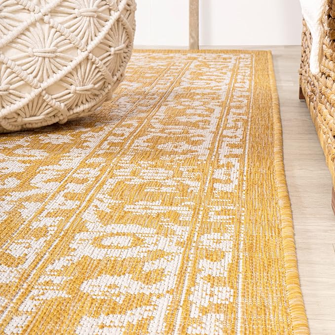 JONATHAN Y Boho Medallion Indoor Outdoor Area Rug 55X36.5 Yellow/Cream - Image 7