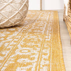 JONATHAN Y Boho Medallion Indoor Outdoor Runner Rug 2X8 Yellow/Cream, Malta - Image 4