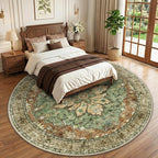 RELEANY Area Rugs Round 10ft Washable Non-Slip, Floral Vintage Distress - Image 2