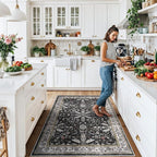 4x6 Kitchen Rug Non-Slip Washable – Boho Vintage Low-Pile Soft Area Carpet - Image 3