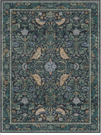 Washable 6x8 Blue Floral Area Rug - Image 7