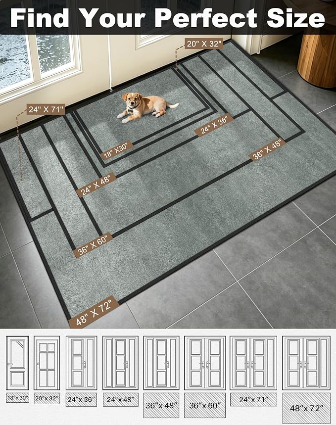 Mibao Front Door Mat Indoor Entrance, 29.5" x 17", Dirt Trapper Welcome Mat - Image 3