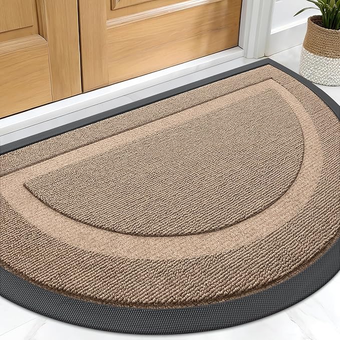 OLANLY Half Circle Door Mat Indoor Outdoor Entrance Welcome, Waterproof by OLANLY