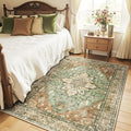 RELEANY Area Rugs 4'x5' Washable Non-Slip, Floral Vintage Distress Medallion by RELEANY