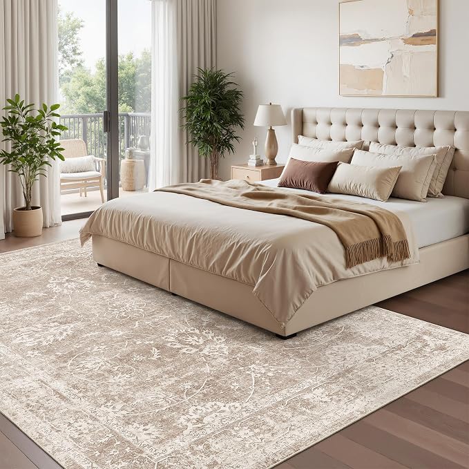Madane Washable 7x9 Area Rugs for Living Room, Vintage Natural Rug - Image 2