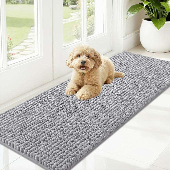 OLANLY Dog Door Mat for Muddy Paws 59x20, Ultra Absorbent Chenille Mud Doormat by OLANLY