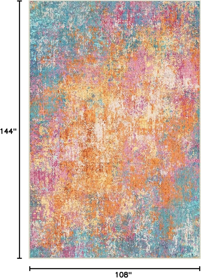 RELEANY Washable Area Rugs 9'x12' Non-Slip Modern Abstract Soft - Image 2