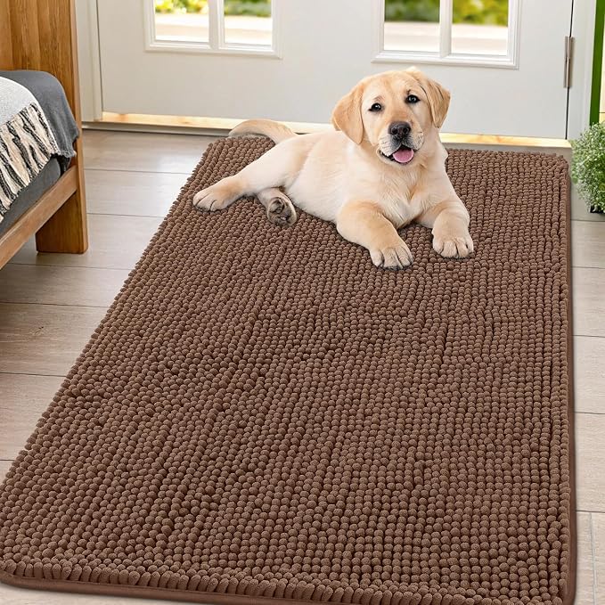 Smiry Dog Door Mat for Muddy Paws 47x32, Absorbent Dirt Trapper, Non-Slip by Smiry